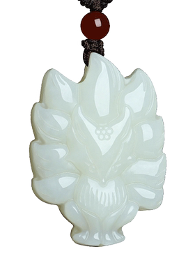 天然新疆和田玉狐狸吊坠男女款