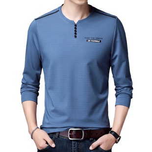 秋季薄款长袖t恤男宽松纯色卫衣圆领加肥加大码秋衣胖人小衫衣服