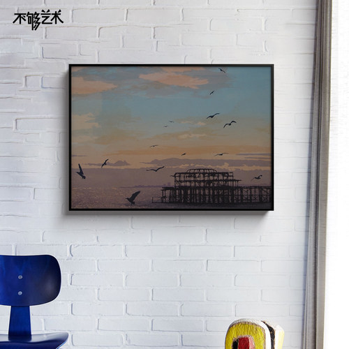 黄昏风景玄关过道装饰画小众