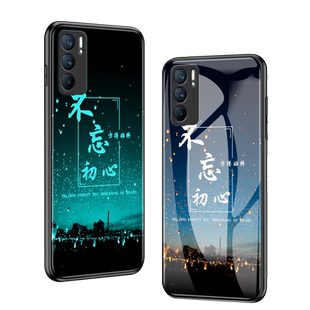opporeno6pro手机壳夜光玻璃reno6保护套reno6pro十+个性创意oppo潮牌男女款全包防摔硬壳外壳网红新款新品