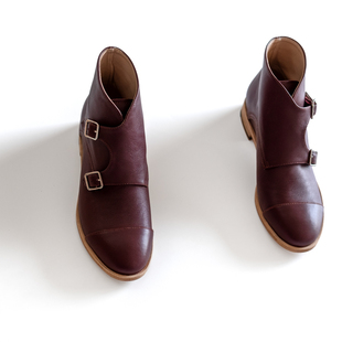 |女靴|真皮底 Double Monk Strap Boot 孟克靴复古双针扣女士短靴