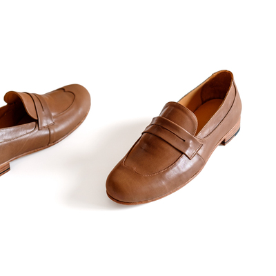 真皮底缪特老郭复古乐福鞋