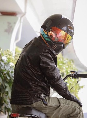 CYRIL赛罗碳纤维头盔摩托车复古头盔四季男女夏季机车街超轻全盔