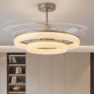 客厅风扇灯吊扇灯万里河山现代简约餐厅卧室吊灯具风扇一体吸顶灯