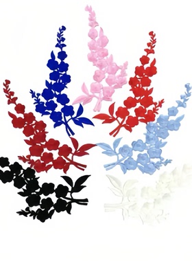 梅花布贴绣花女装黑色刺绣补丁贴蓝色羽绒服衣服花片白色辅料背胶