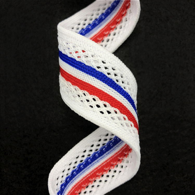 间色网格针织带可横拉微弹力经编织带衣服裤子diy装饰辅料布带