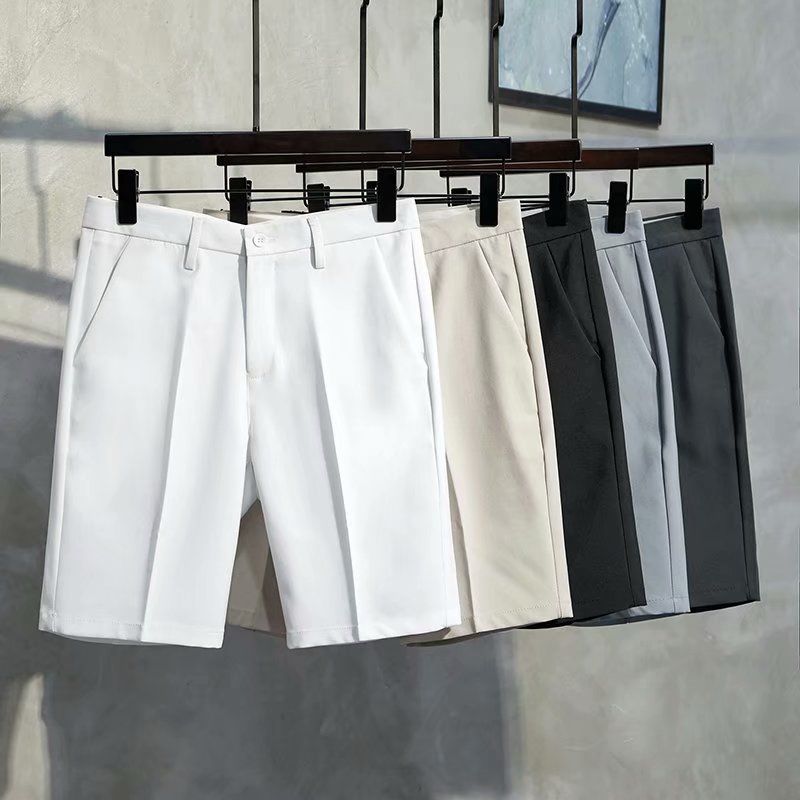 夏天英伦显瘦简约休闲短西裤男韩版大码五分裤直筒宽松5分裤子潮