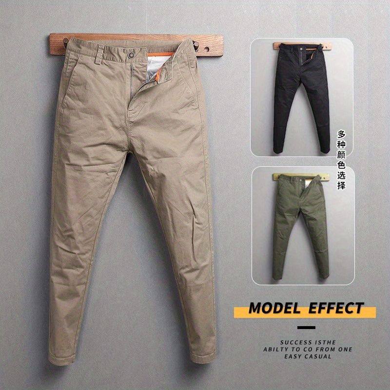 2025春夏款纯棉9九分裤潮男纯色休闲西装裤韩版锥形修身男士裤子
