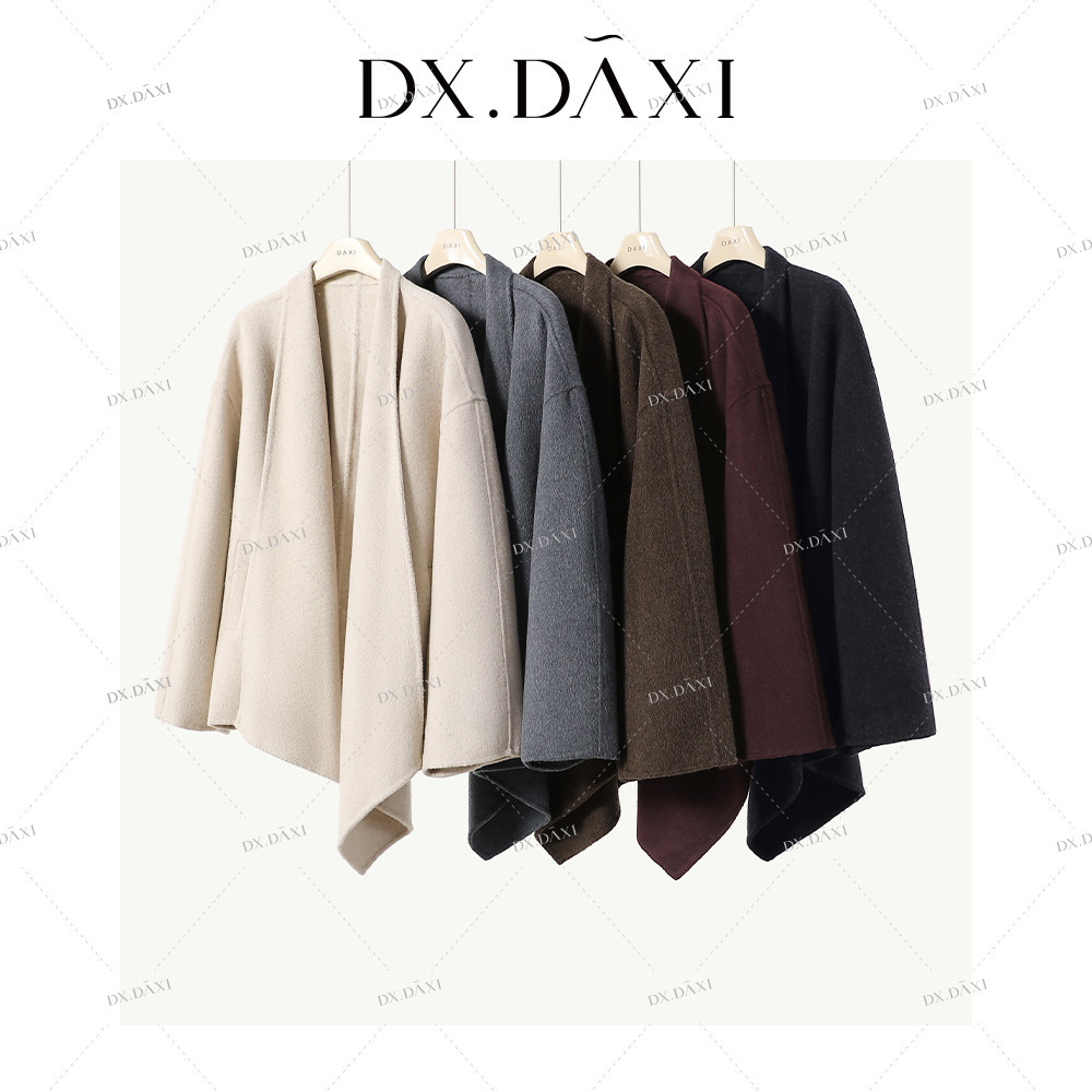 DX.DAXI【木槿】秋冬新款不规则设计师款双面毛呢外套25196