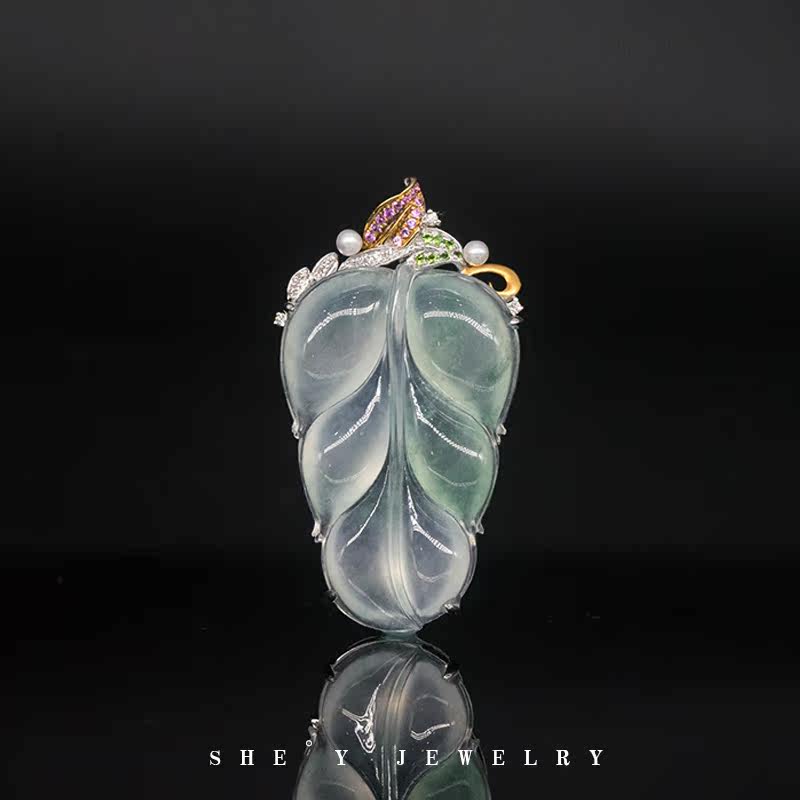 To give Jewellery Jinzhiyuye Emerald Set 18K Gold Pendant Female models Original designer leaf Glass seedin the Jewelry/Diamond/Jade/Gold , Jade (New) , Choker  category - from Buy2taobao.com to provide professional Taobao agent buy service