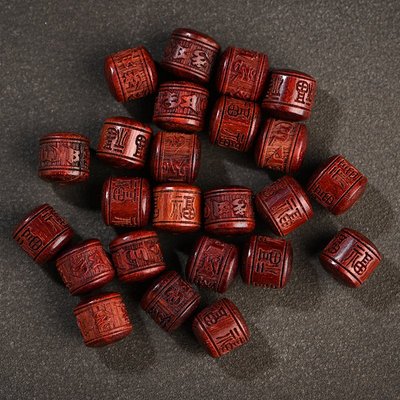 进口小叶紫檀雕刻福字桶珠diy佛珠手串六字真言配件散珠隔珠饰品