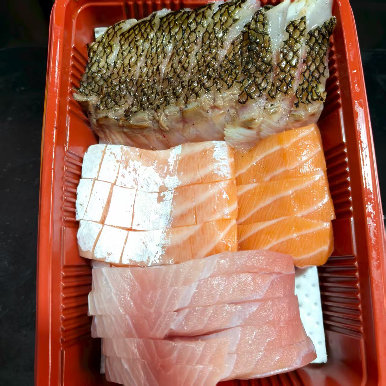 刺身拼盘三拼300g 台海红甘养殖章红三文鱼腩鲷鱼池鱼王冰鲜刺身