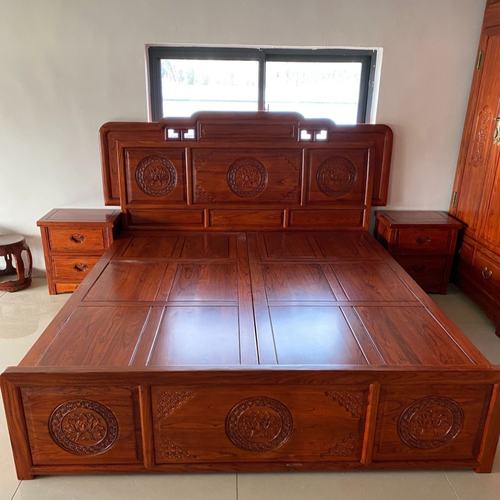 老榆木纯实木中式家具实木双人大