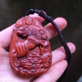 小叶紫檀木老虎吊坠男女红木头下山生肖虎项链木质上山虎牌子挂件