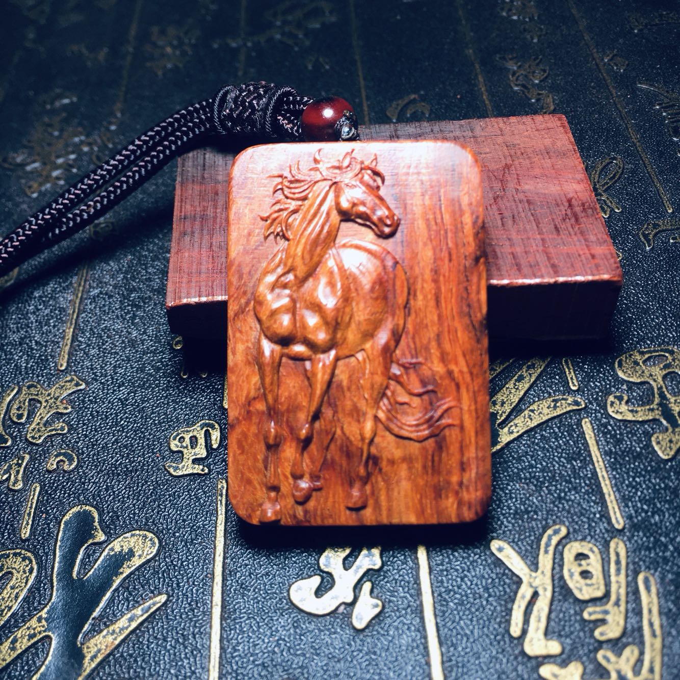 小叶紫檀木马挂件项链钥匙扣马到成功红木马挂件小叶紫檀木雕生肖