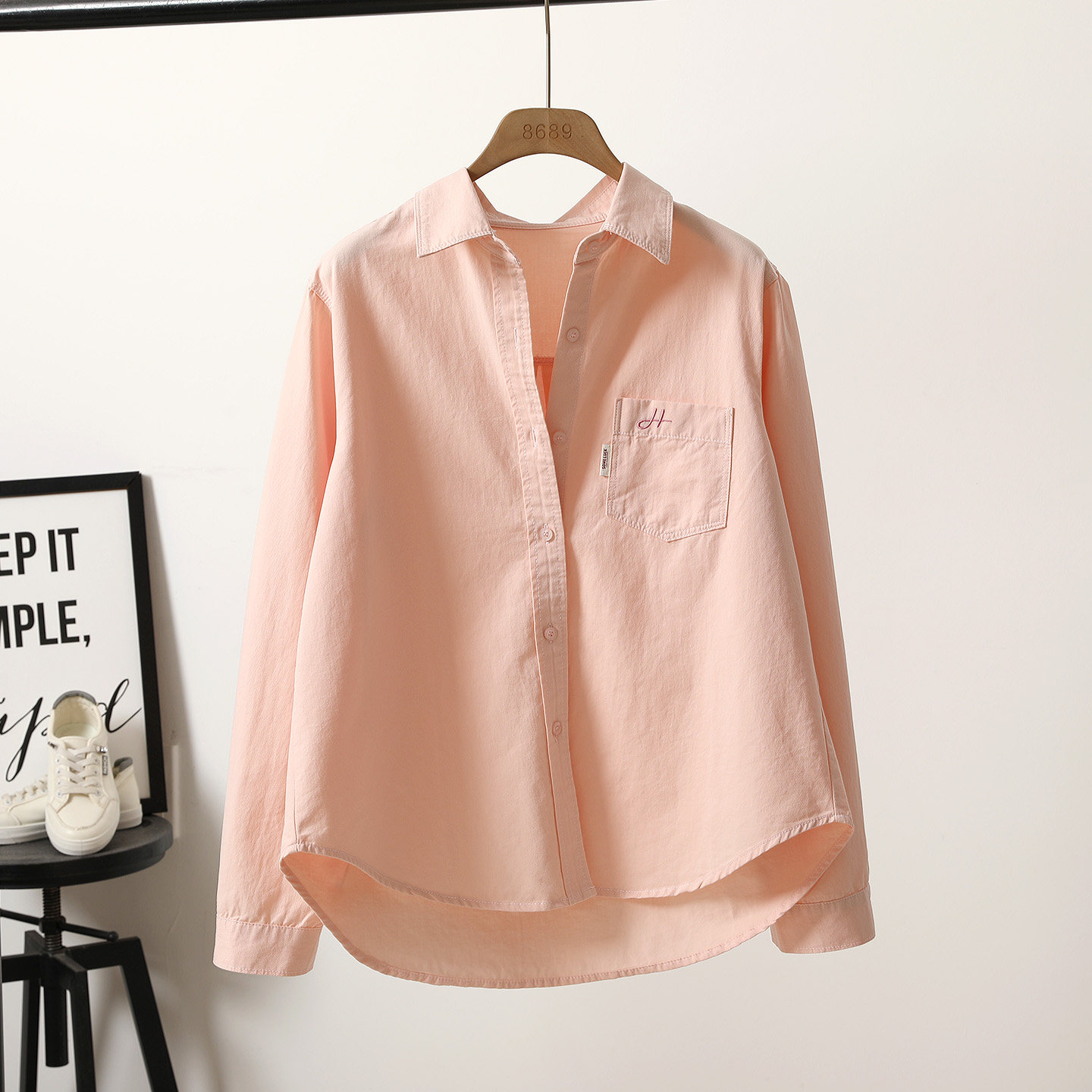 2026春新款粉色小个子休闲纯棉衬衫女单口袋宽松显瘦百搭叠穿上衣,女装/女士精品,衬衫,淘宝优惠券,粉丝福利购,淘宝优惠卷