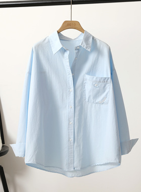 正品 JYL8716.女装新款韩版浅蓝色翻领衬衫女长袖宽松叠穿上衣服