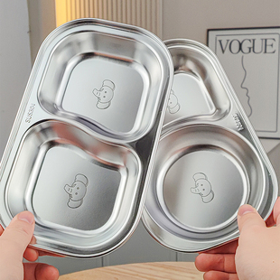 儿童餐盘304不锈钢早餐盘宝宝家用餐具减肥减脂分格盘子卡通萌趣