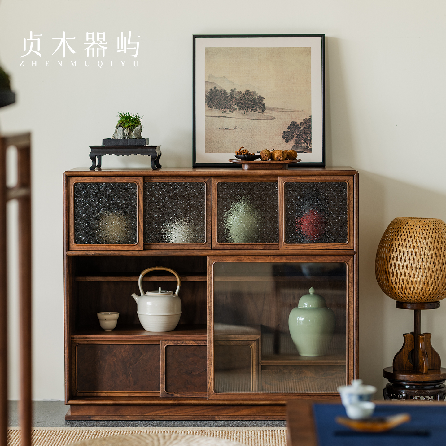 贞木器屿北美黑胡桃木装饰柜