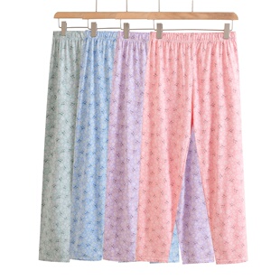 老年人纯棉睡裤女可外穿春秋大码家居裤长裤夏季妈妈高腰薄款全棉