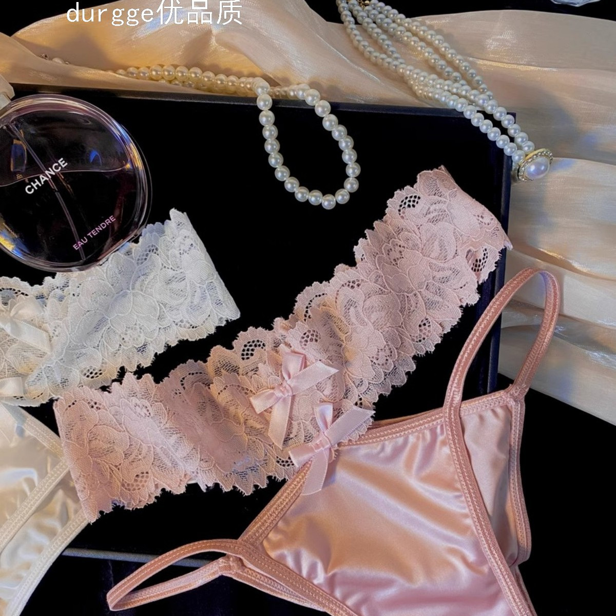 日本durgge女士小仙女性感蕾丝内裤女2025新款缎面三角裤女生细带