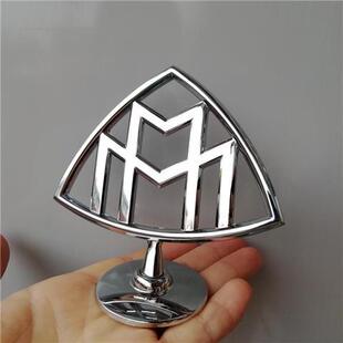 迈巴赫立标免打孔粘贴款奔驰威霆V260改装奔驰车标装饰机盖车头标