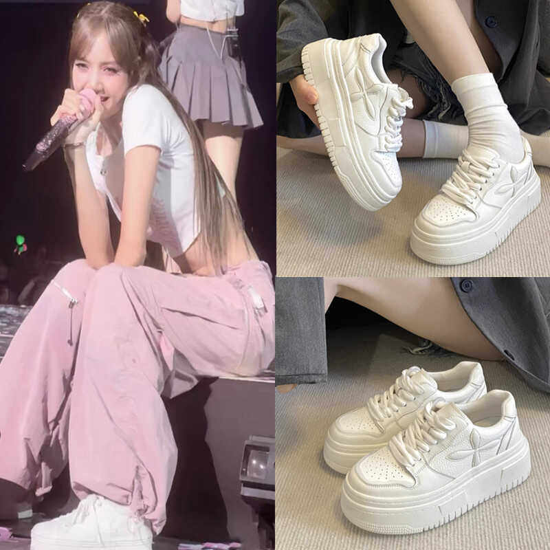 blackpink lisa同款小白鞋女夏季休闲运动板鞋厚底增高时尚面包鞋
