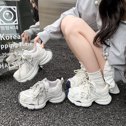 欧货厚底复古老爹鞋女2026新款网面透气百搭不累脚休闲运动鞋潮酷