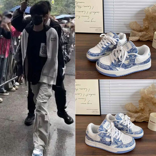 TF家族陈奕恒左奇函同款休闲小白鞋原创男女牛仔布板鞋百搭运动鞋