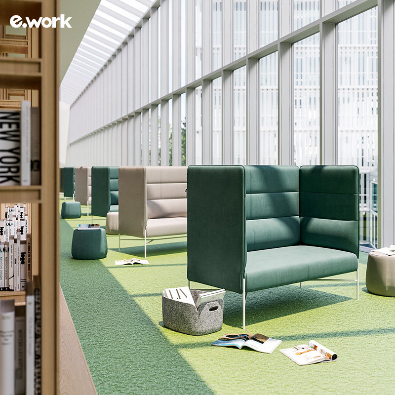 ework简约卡座沙发高背两人位商务办公洽谈会客区公共休闲沙发