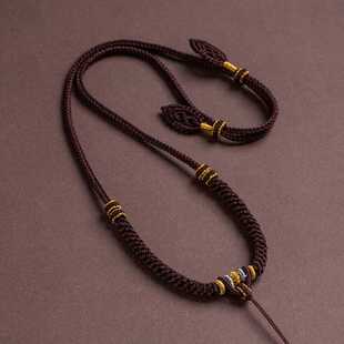 012 高档手工编织毛衣链翡翠蜜蜡南红和田玉佩挂脖配绳可调节BG