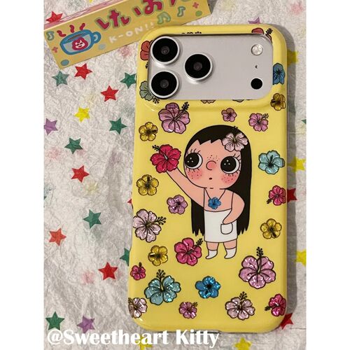 镭射扶桑花小玉简约ins手机壳17promax保护iphone15女iPhone16pro双层iphone16卡通iPhone17苹果15pro
