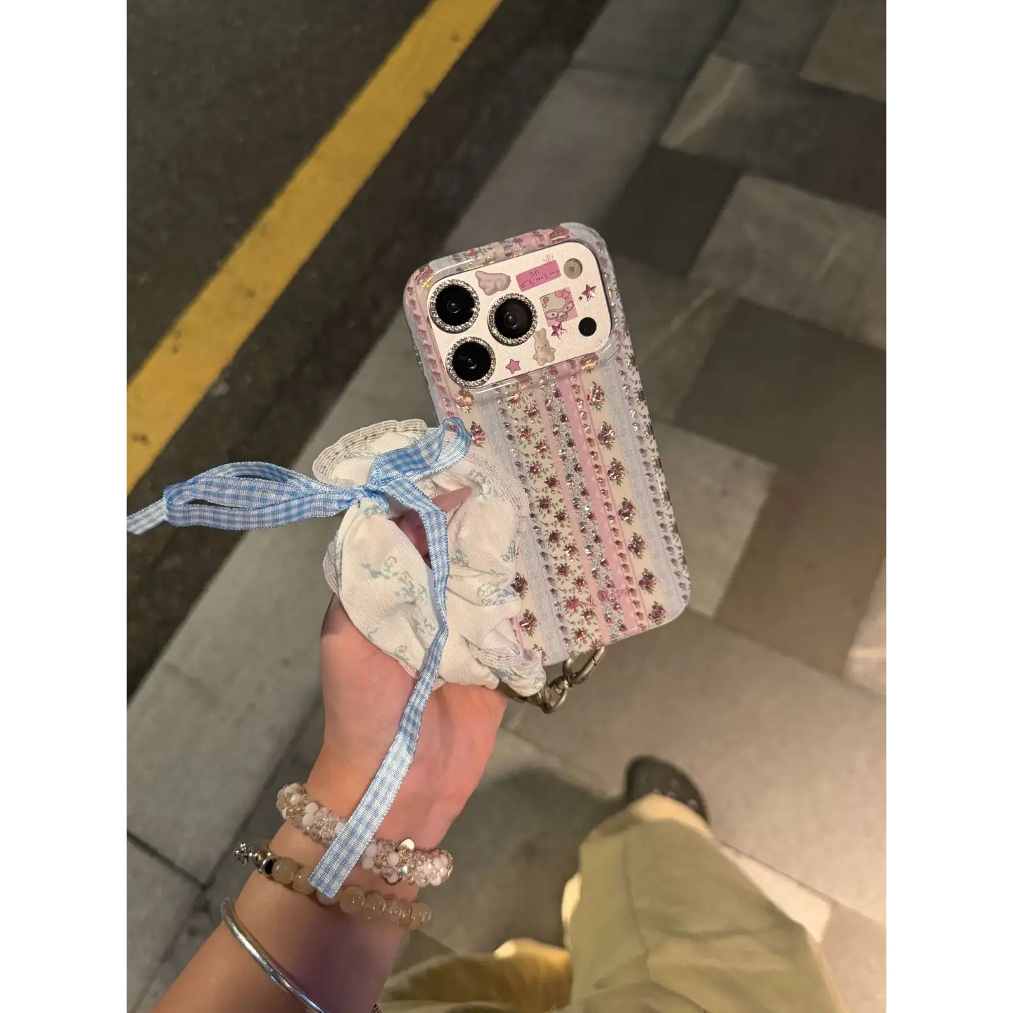蓝色条纹碎花简约ins手机壳17promax保护苹果17pro女iPhone16pro双层iphone16卡通iPhone17苹果15pro