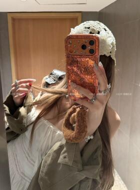 橙色满屏线条kt韩系ins手机壳17promax苹果iphone17pro保护iPhone16pro双层iPhone17苹果15pro