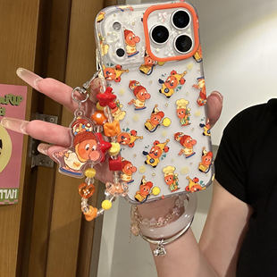 ins双层磨砂半透满屏橙色星星人17promax手机壳iPhone16pro苹果17pro手机壳iphone16卡通iPhone17苹果15pro