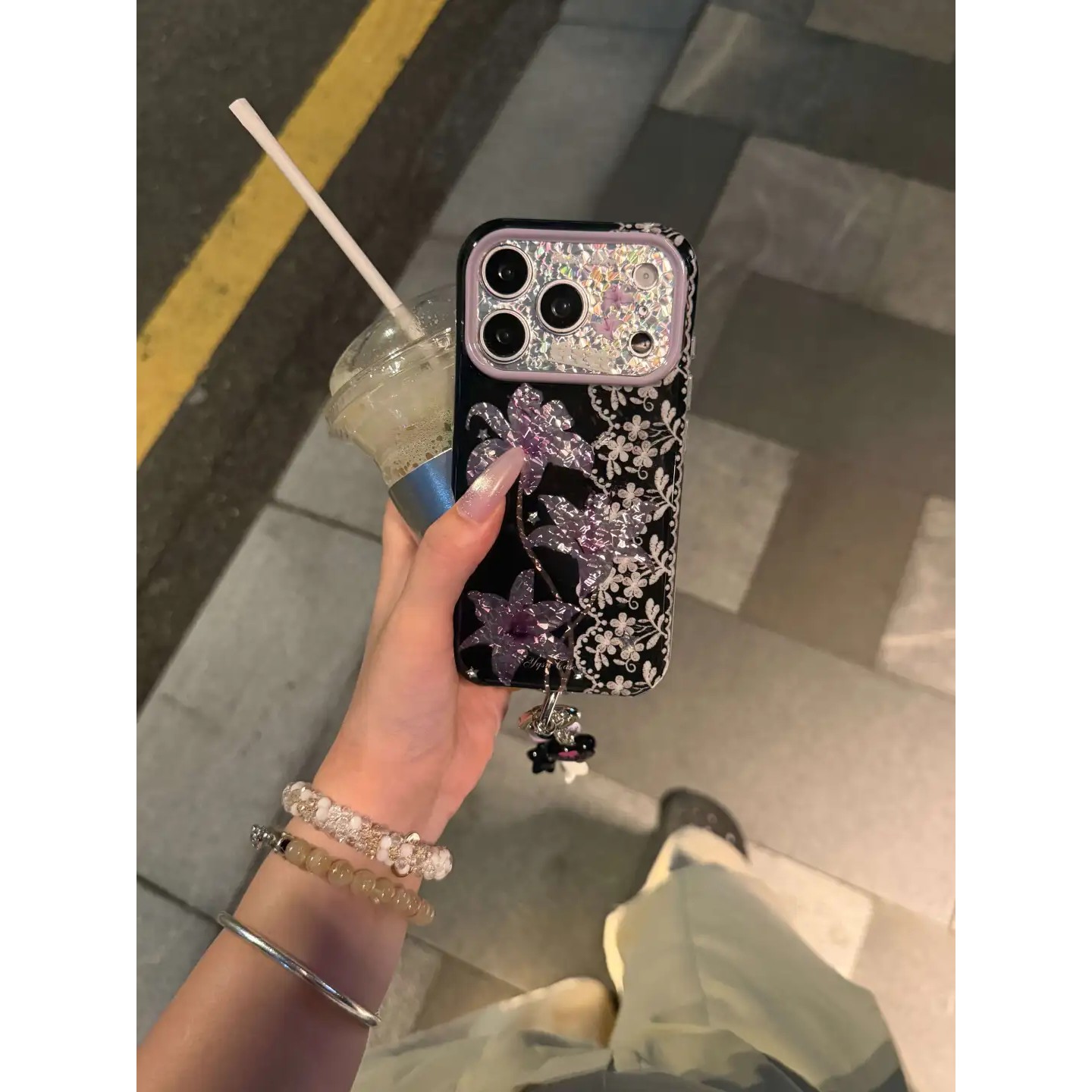 黑紫色百合花简约ins手机壳18promax17promax保护18pro苹果17pro女iPhone16pro双层iphone16卡通iPhone17