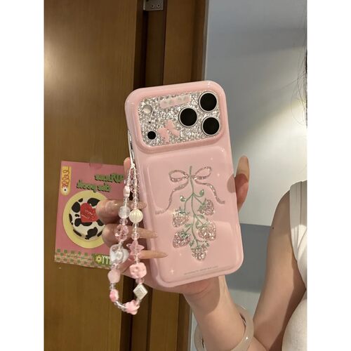 凡.钻石粉色一串蝴蝶简约ins手机壳17promax保护iphone15女iPhone16pro双层iphone16卡通iPhone17苹果15pro