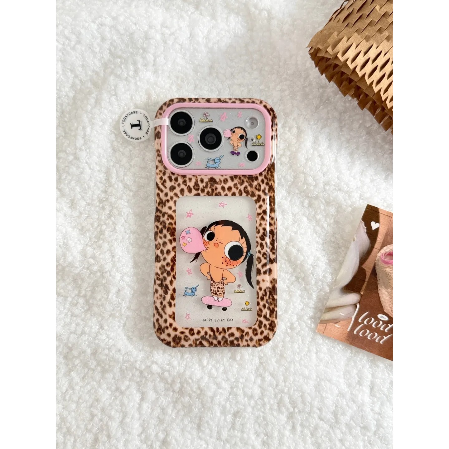 豹纹吹泡泡玉玉子简约ins手机壳17promax保护苹果17pro女iPhone16pro双层iphone16卡通iPhone17苹果15pro
