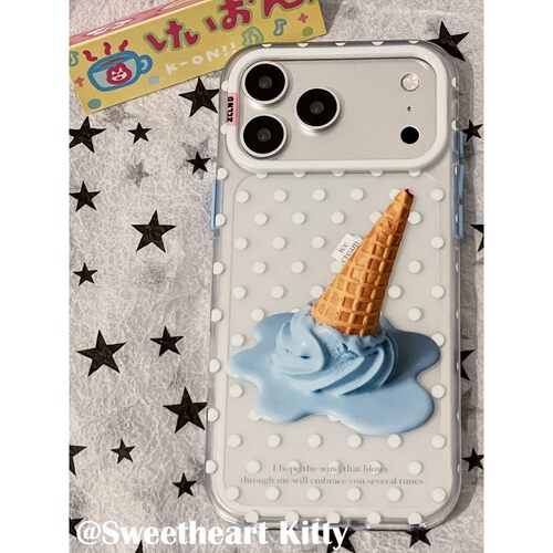 波点融化冰淇淋简约ins手机壳17promax保护iphone15女iPhone16pro双层iphone16卡通iPhone17苹果15pro