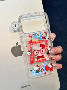 可爱卡通透明Kitty拍立得韩系ins风17pro手机壳17promax保护iphone15女款16pro双层16卡通iPhone17苹果15pro