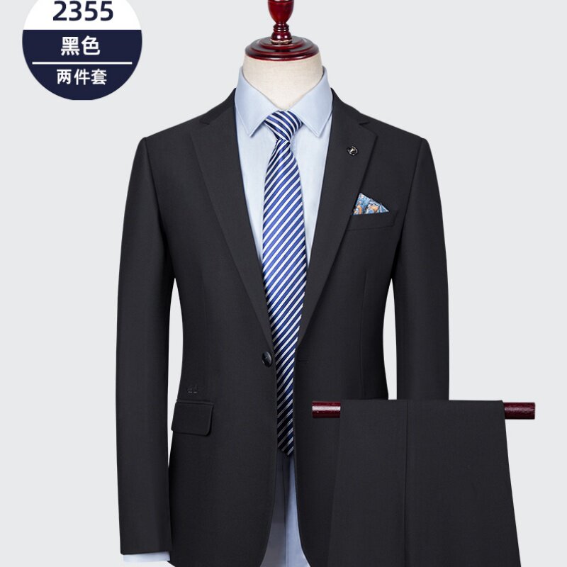 男士西装结婚伴郎礼服职业装韩版正装新款西服套装深蓝色舒适简约