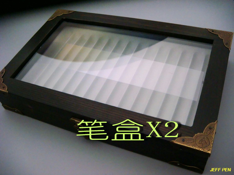 2个优惠实木高端钢笔收藏大容量展示陈列盒透明窗定做植绒笔托盘-封面
