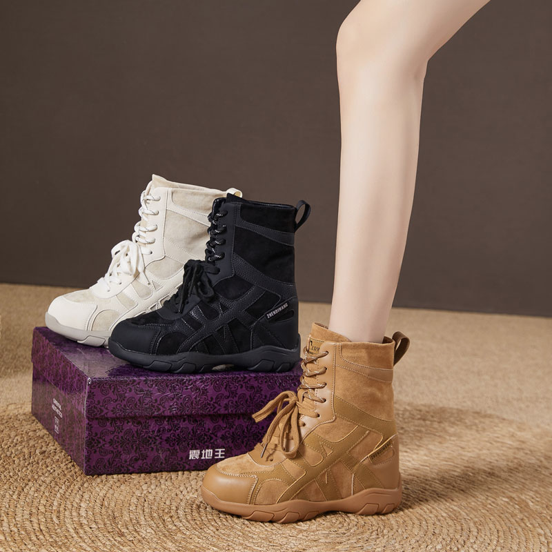 女鞋2025秋冬季新款内增高12cm小个子厚底马丁靴女短靴潮