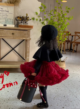 女童蓬蓬裙套装2025秋冬新款tutu裙女宝半身裙礼服网红网纱公主裙