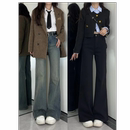 黑色时尚微喇牛仔裤女2026秋爆款不贴腿高腰显瘦窄版阔腿宽松裤子