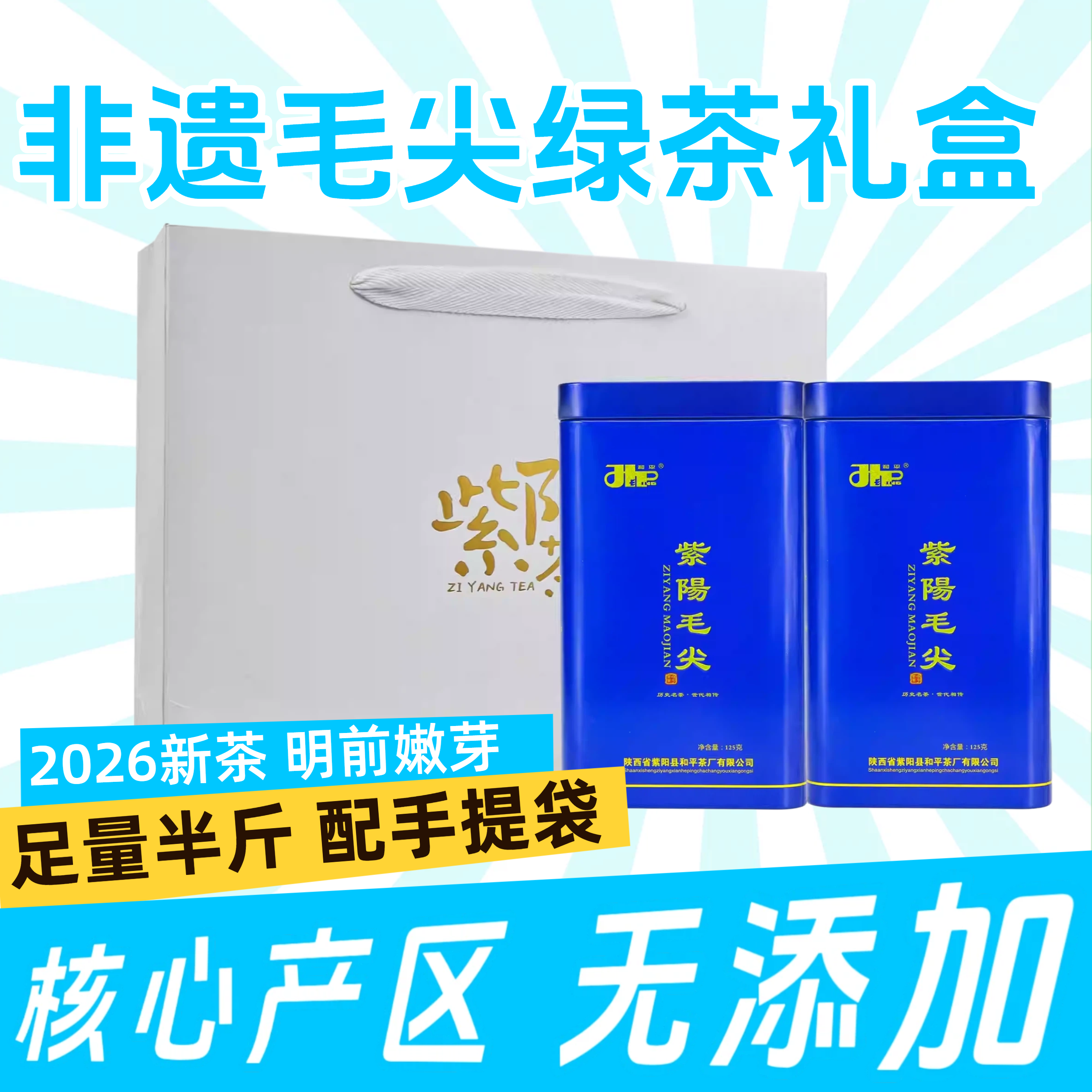 2026新茶现货明前一级手工毛尖绿茶紫阳富硒茶产区春茶半斤送礼盒