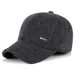 新款秋冬季中老年棒球帽男士保暖毛呢鸭舌帽护耳防寒加厚爸爸帽子