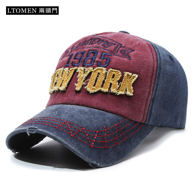牛仔棒球潮女水洗做旧字母遮阳帽