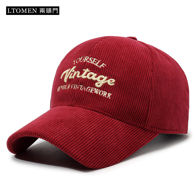 棒球帽秋冬季保暖灯芯绒硬顶情侣