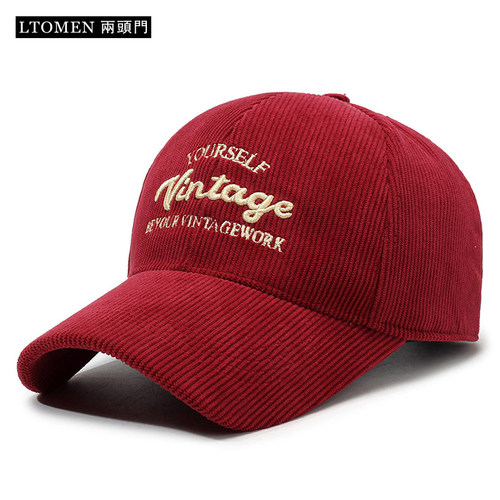 棒球帽秋冬季保暖灯芯绒硬顶情侣